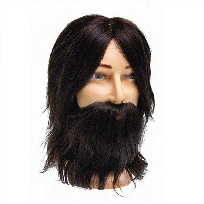 Голова натуральные волосы мужская с усами и бородой 35 см DEWAL