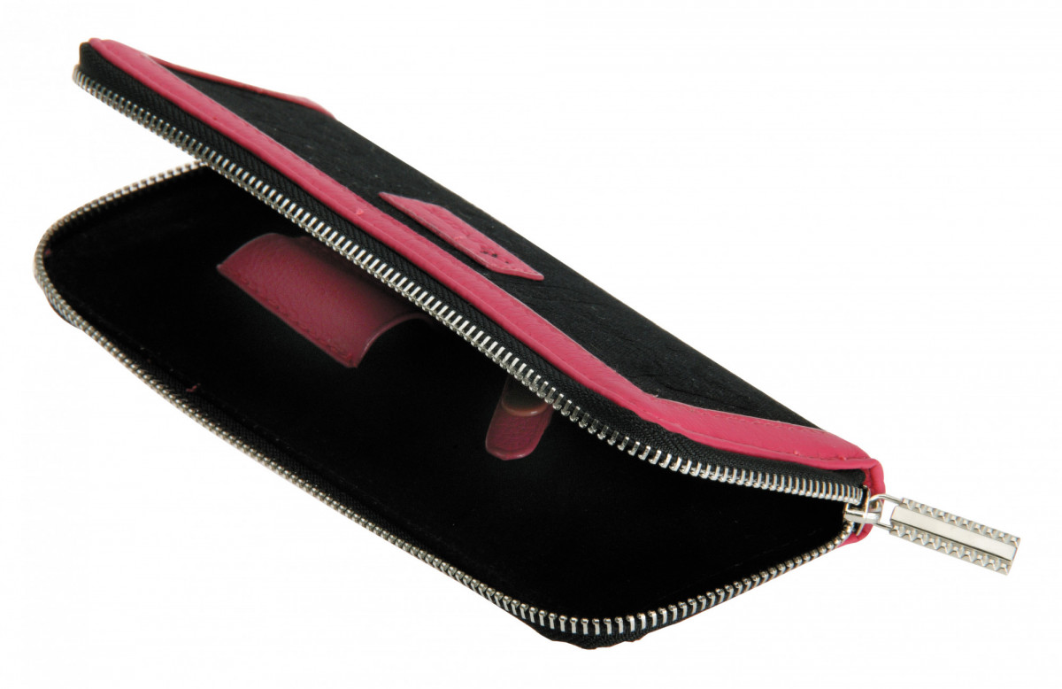 Футляр для ножниц DEWAL одинарный черно-розовый 9x21 см