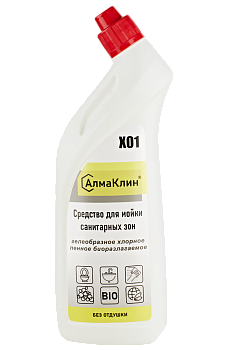 Средство моющее АлмаКлин щелочное для санузлов с атив.хлором 750мл  (флакон со скош носиком)