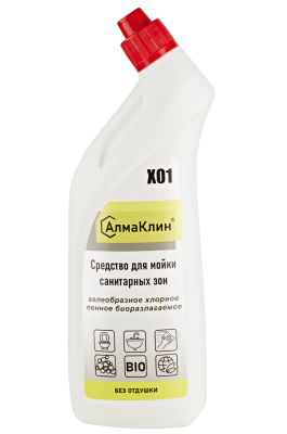 Средство моющее АлмаКлин щелочное для санузлов с атив.хлором 750мл  (флакон со скош носиком)