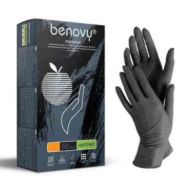 Перчатки винил S BENOVY черные 100шт 3,5гр