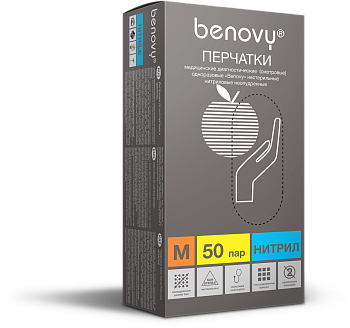 Перчатки нитрил M BENOVY неопудр текстур на пальцах Розовые 100шт 3,5гр